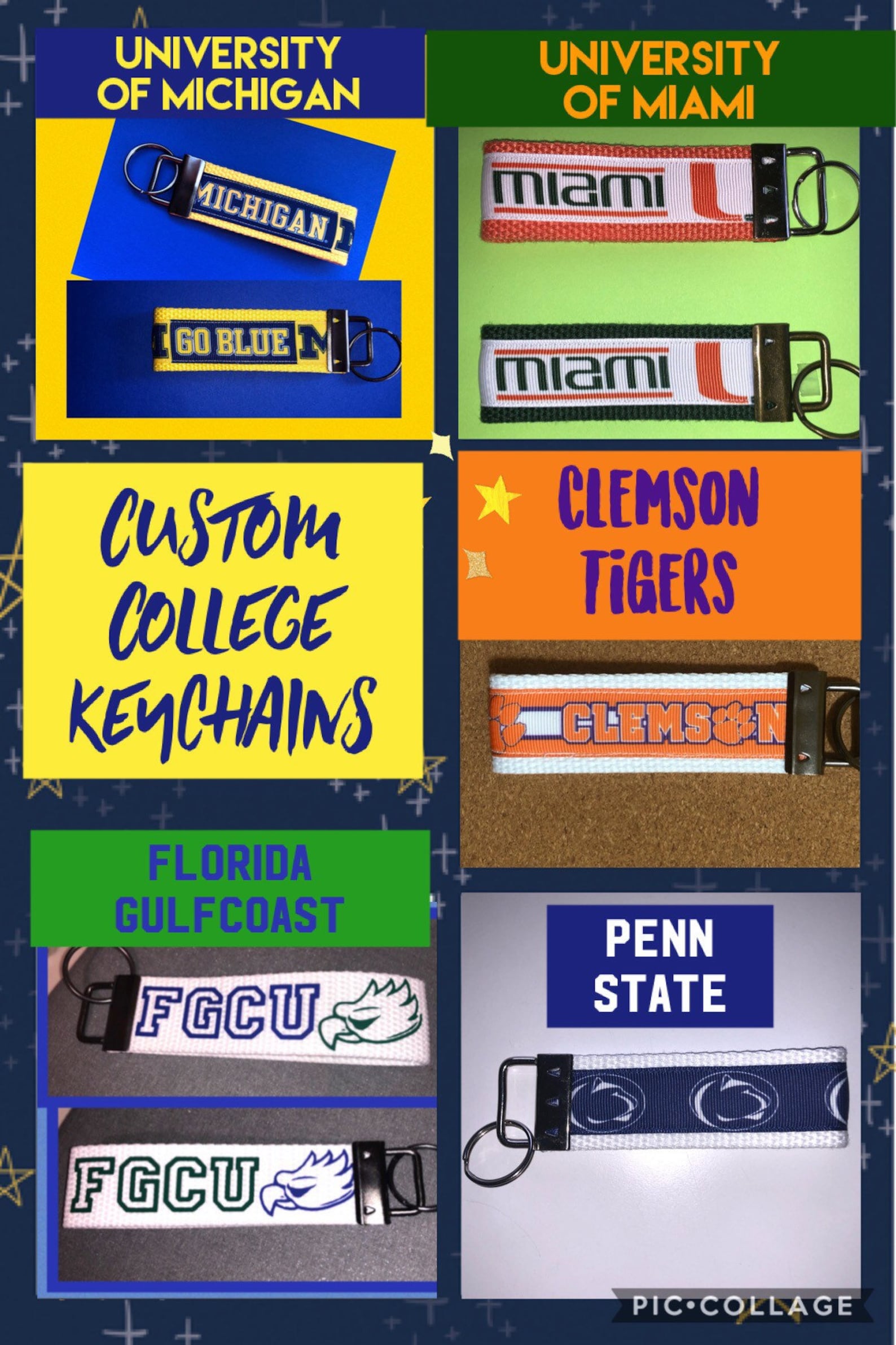 College Keychains Etsy