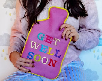 Get well soon hot water bottle cover/personalised hot water bottle/Valentine's Day gift/cozy gift/cold water swimming