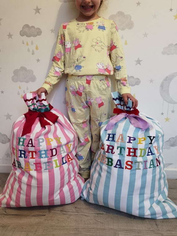 Luxury Striped Birthday Present Sack Personalised Present Sack reusable Gift Wrapping Etsy UK