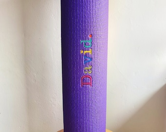 Personalised Yoga Mat, workout mat, yoga teacher gift, embroidered non slip exercise mat, home gym mat, custom pilates mat, playroom decor