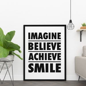 Imagine, Printable Wall Decor, Minimalist Prints, Inspirational Quotes, Downloadable Prints, Home Decor, Office Décor