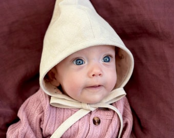 Pixie Bonnet Gender Neutral Baby and Toddler, Elf Gnome Hat for Renaissance Fair Costume, Sizes Newborn - 24mo