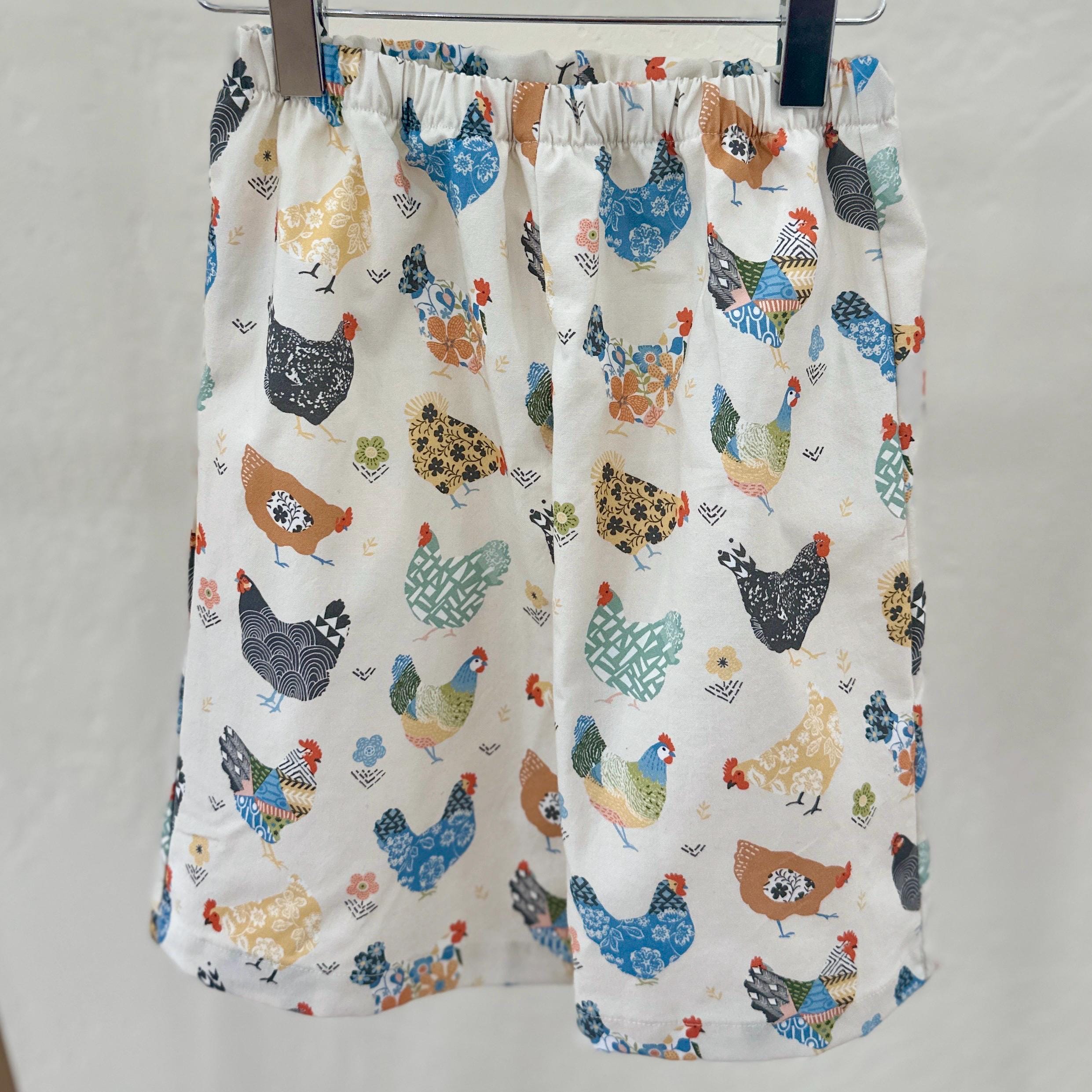 Chicken Pants Wide Leg Cotton, Soft Breathable Culottes, Comfortable Spring Summer Play Pants Sizes 2T-8