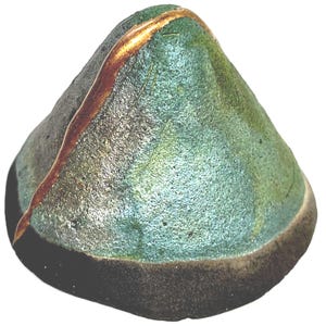 Memorial micro urn - human or pet - raku - River of Gold