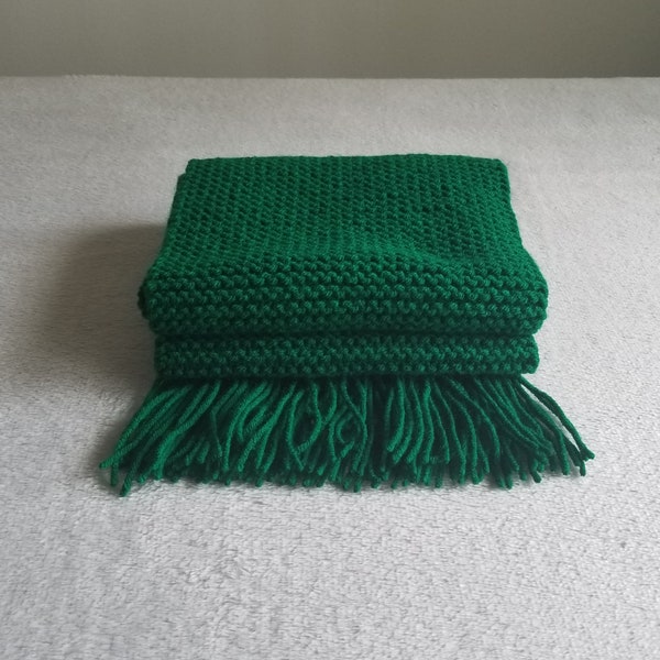 Dark Green Classic Knit Scarf