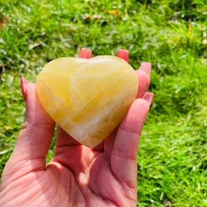 Lemon Calcite, Lemon Calcite Heart, Lemon Calcite Palm Stones, Lemon Calcite crystal, Lemon Calcite Stone, Yellow Calcite, Crystals image 1