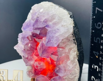 AMETHYST Cluster Lamp With USB Dimmer, Flame and Breath LED Effects and 2 dimer options. Relax & Destress, Purple Amethyst Housewarming Gift