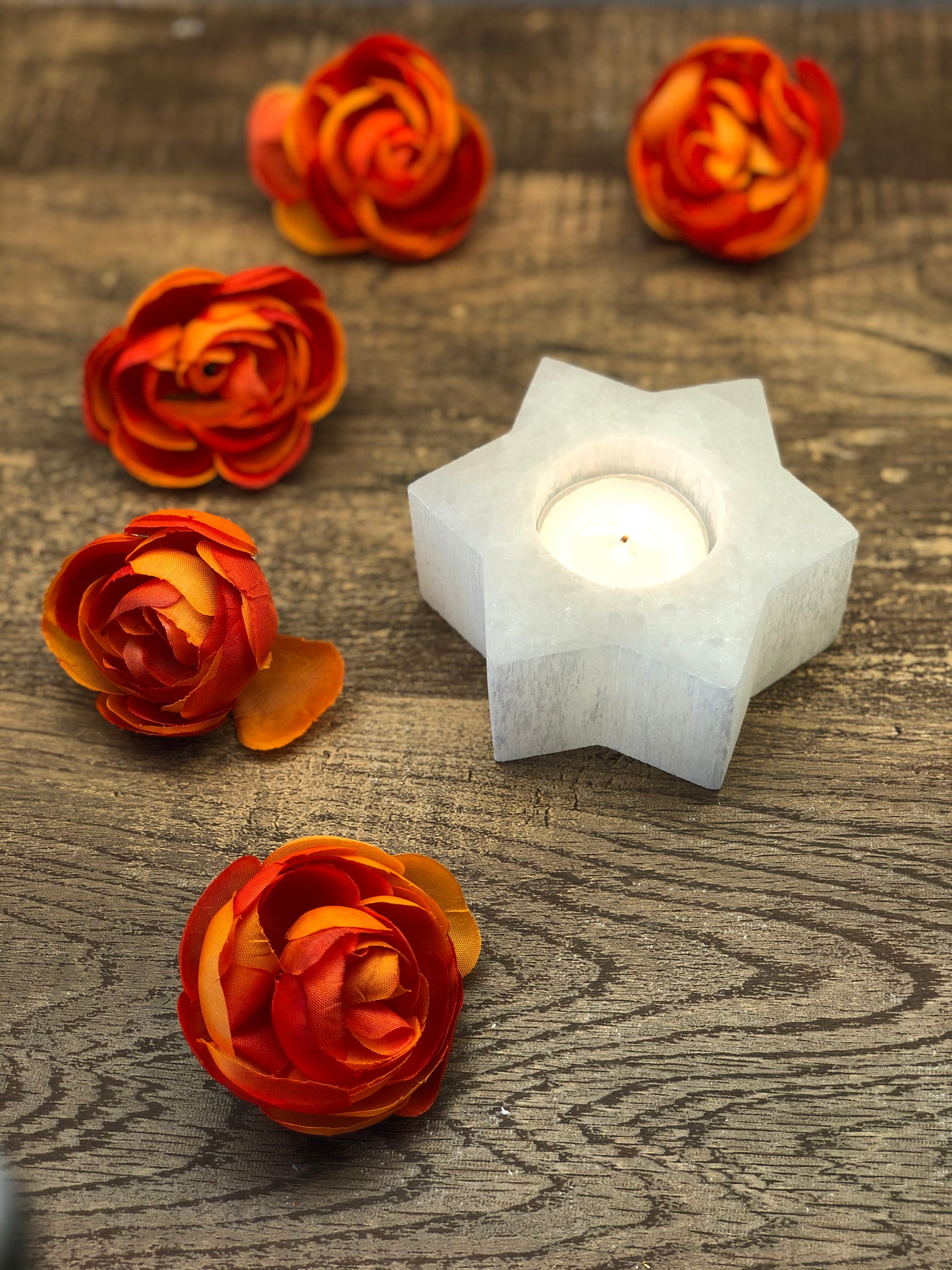 Selenite Star Candle Holder, Selenite Candle Holder, Cleansing