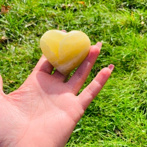 Lemon Calcite, Lemon Calcite Heart, Lemon Calcite Palm Stones, Lemon Calcite crystal, Lemon Calcite Stone, Yellow Calcite, Crystals image 2