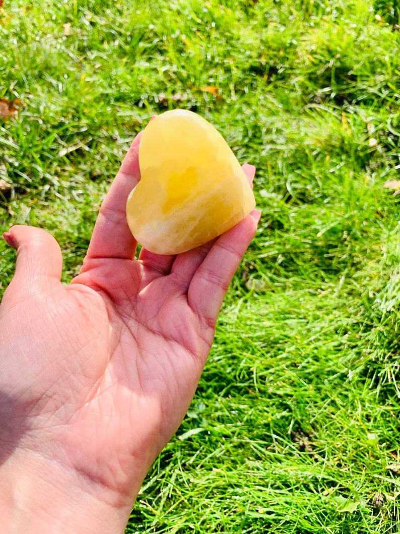 Lemon Calcite, Lemon Calcite Heart, Lemon Calcite Palm Stones, Lemon Calcite crystal, Lemon Calcite Stone, Yellow Calcite, Crystals image 4