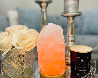 Rose Quartz Crystal Lamp with Maple Wood Base - Pink Quartz Light - The Original Love Stone