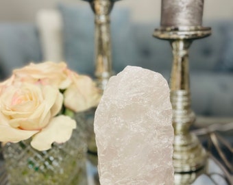 Rose Quartz Crystal Lamp with base - Pink Quartz Light - The Original Love Stone
