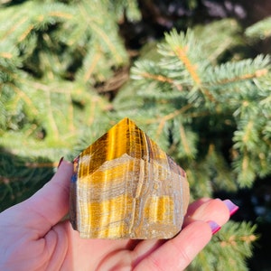 Tiger Eye point| Yellow Tiger Eye Tower| Yellow Tiger Eye | Tiger Eye Stone | Tiger Eye semi polished point| Protection Stone
