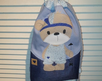 Kinderturnbeutel, Kinderrucksack, Name, Bohobär Junge, Kindertasche, kleine Tasche,