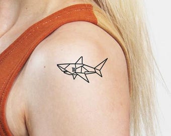2 Shark Origami Temporary Tattoos
