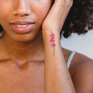 2x Roze Hyacint Tijdelijke Tatoeages