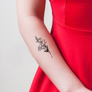 2 Dainty Flowers Temporary Tattoos
