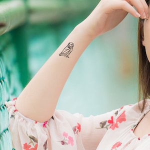 2 Owl Origami Temporary Tattoos