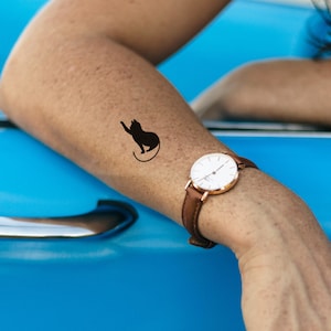 4 Cat Silhouette Temporary Tattoos