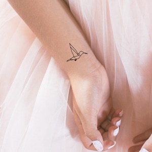 2 Hummingbird Origami Temporary Tattoos