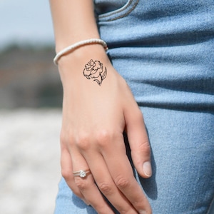 3 Peony Temporary Tattoos