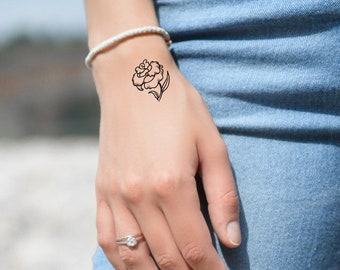 3 Peony Temporary Tattoos