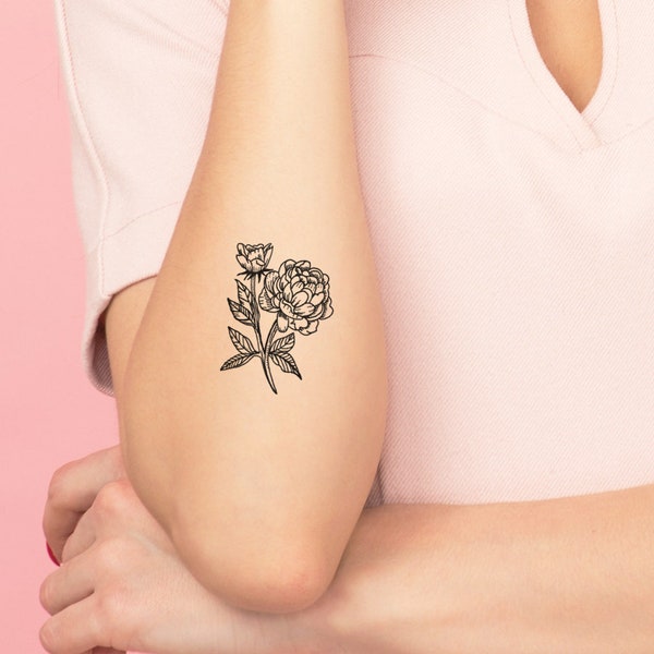 2 Little Peony Temporary Tattoos