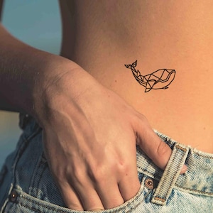 2 Whale Origami Temporary Tattoos