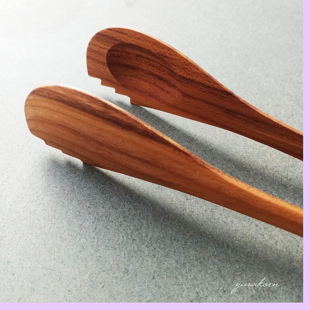Wooden Toast Tong / Teak Wood Tong / Wooden Salad Tong / Toast Etsy