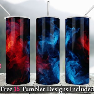 Vaso de humo rojo azul png 20oz Flaco Vaso envolver sin costuras Vaso patriótico Sublimación Diseño fondo Uso comercial ahumado