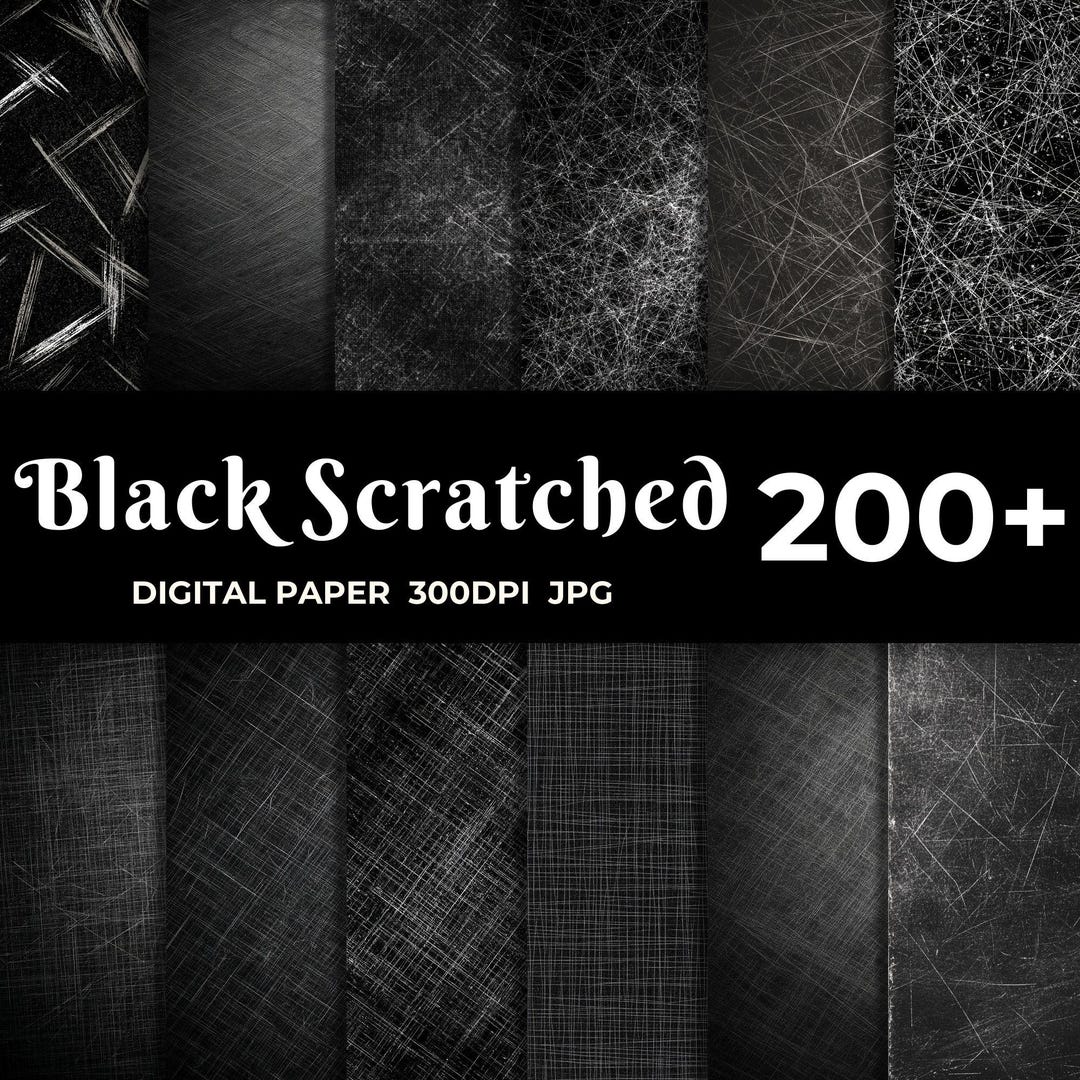 200+ Black Scratched Texture Digital Paper Pack | Distressed Grunge ...