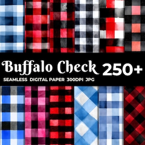 250+ Buffalo Plaid Digitales Papier Set | Bunte karierte Gingham-Muster für Scrapbooking, Sublimation, Handwerk kommerzielle Nutzung