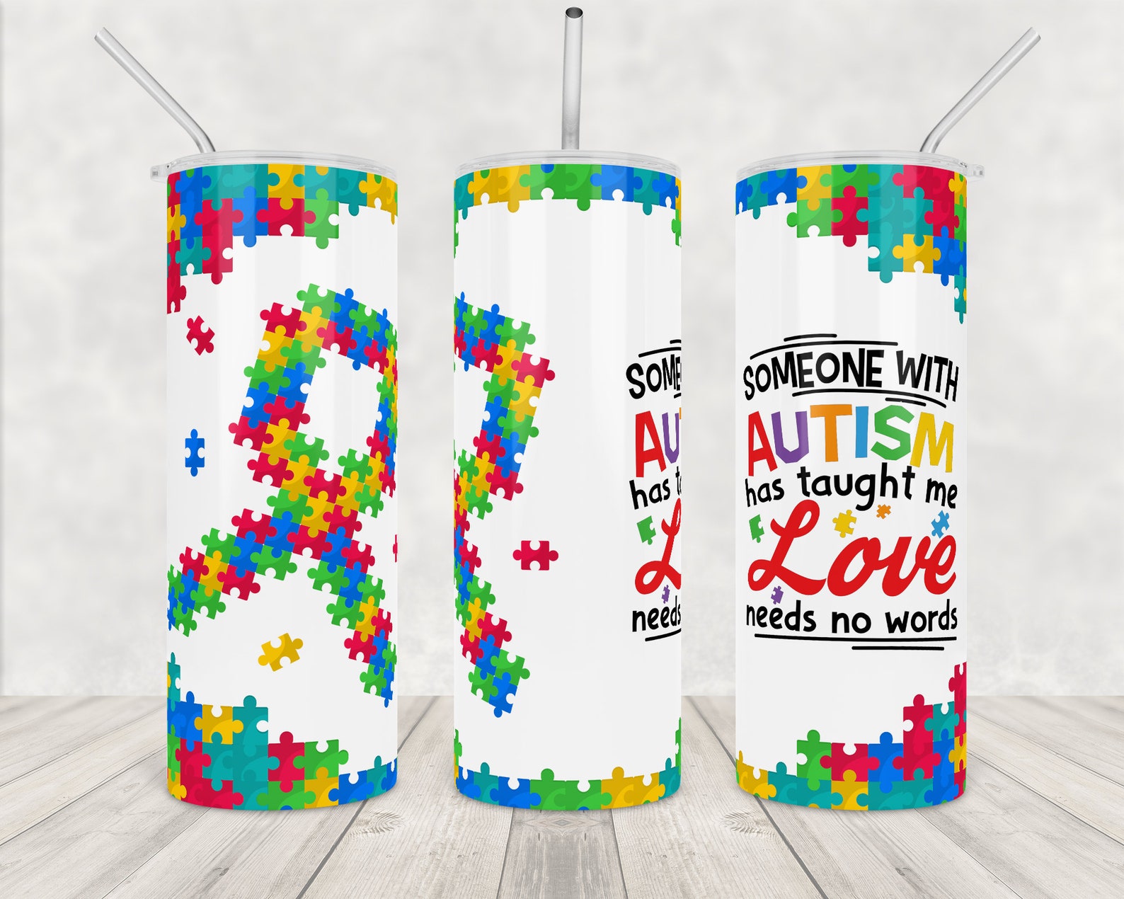 Autism Mom Tumbler Png Wrap for 20 Oz Skinny Ausome Tumbler Etsy