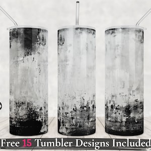 Puede incluir: Tres vasos de acero inoxidable con un diseño abstracto en blanco y negro. Los vasos son sin costuras y tienen una tapa transparente y una pajita. Se incluyen 15 diseños de vasos gratuitos.