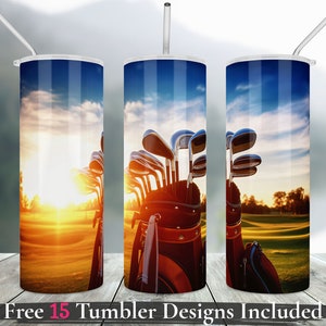 Emballage de gobelet de golf cadeau golfeur design sublimation équipement de golf avec clubs cadeaux pour homme png 20 oz gobelet skinny sublimation balle de golf pour papa
