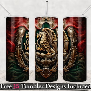 Mexican Patriotic Tumbler Wrap Design | Mexican Flag Tumbler Wrap | 20oz Skinny tumbler | Sublimation Tumbler | PNG Straight| Commercial use