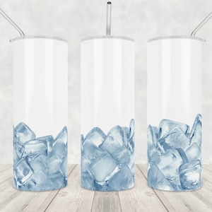 Eisbecher Png Sublimationsdesign Wrap kaltes Wasser 20 Unzen dünner Becher gerader Eiswürfel Frost Eisberg Zuckerglasur