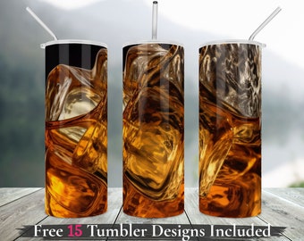 Whiskey Tumbler Wrap sublimation png Alcohol Whisky lover 20oz skinny tumbler design Whiskey gift for dad Father's Day Commercial use