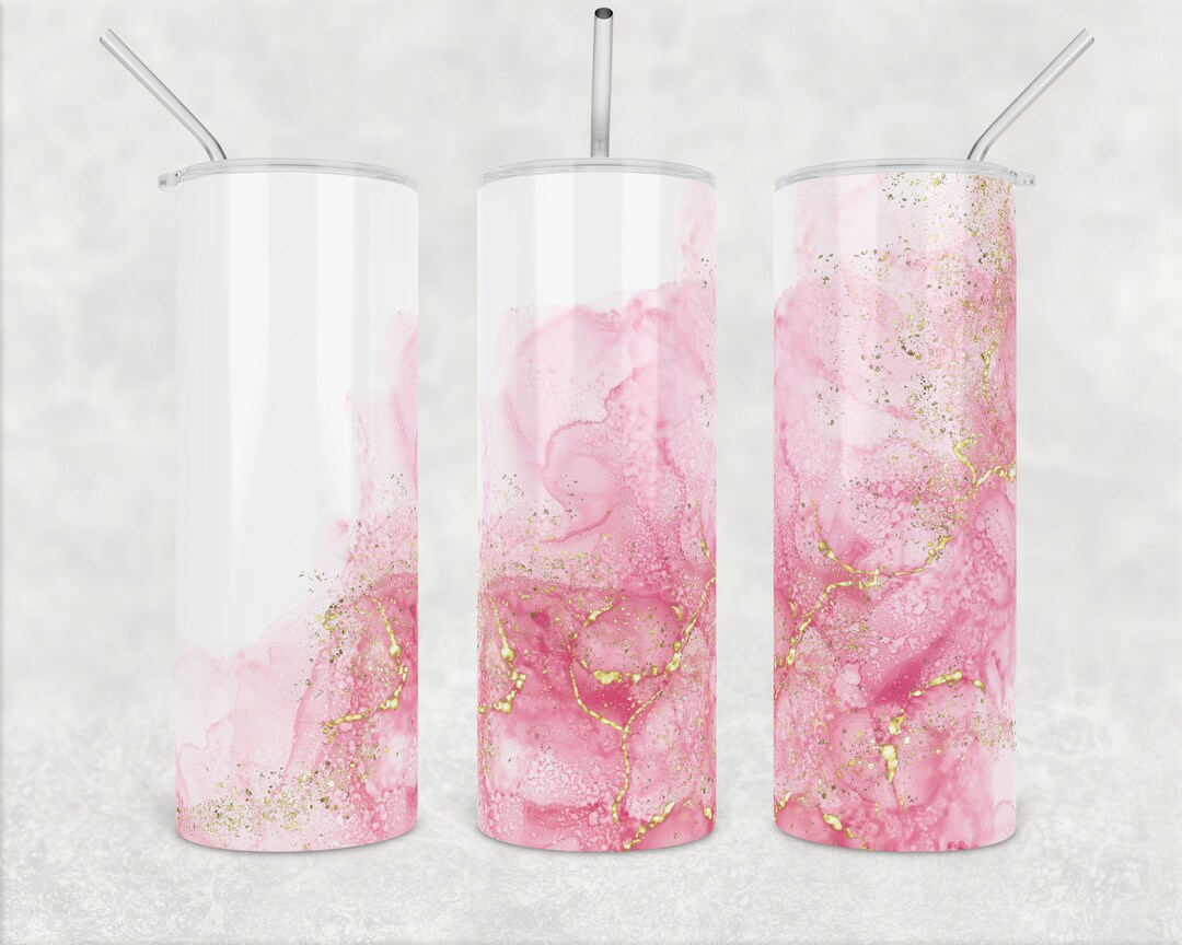 20oz Skinny Tumbler Pink Alcohol Ink Tumbler Wrap Png Milky Way Design ...