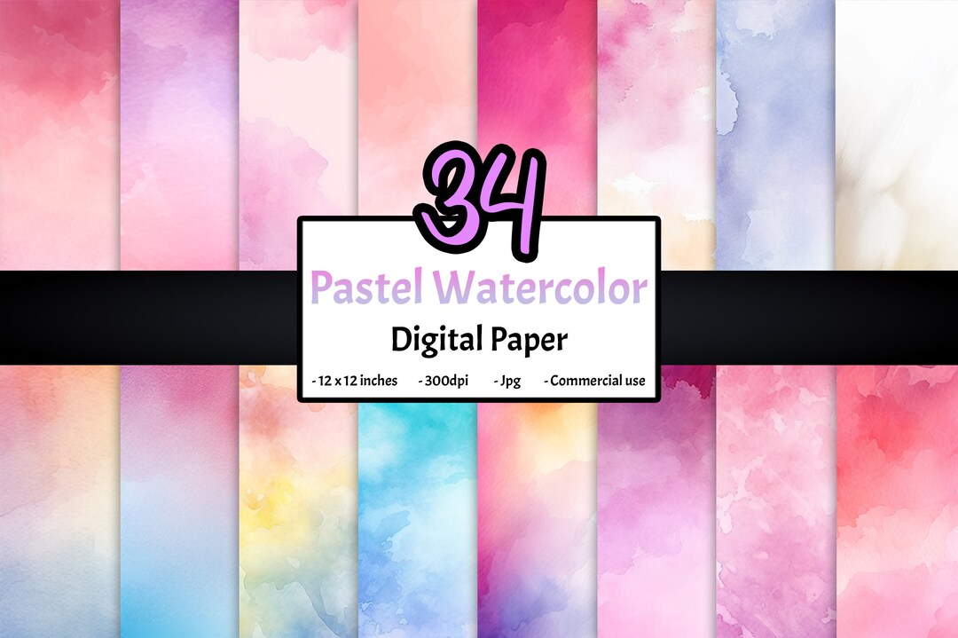 Pastel Watercolor Bundle Digital Paper Colorful Splash Gradient ...