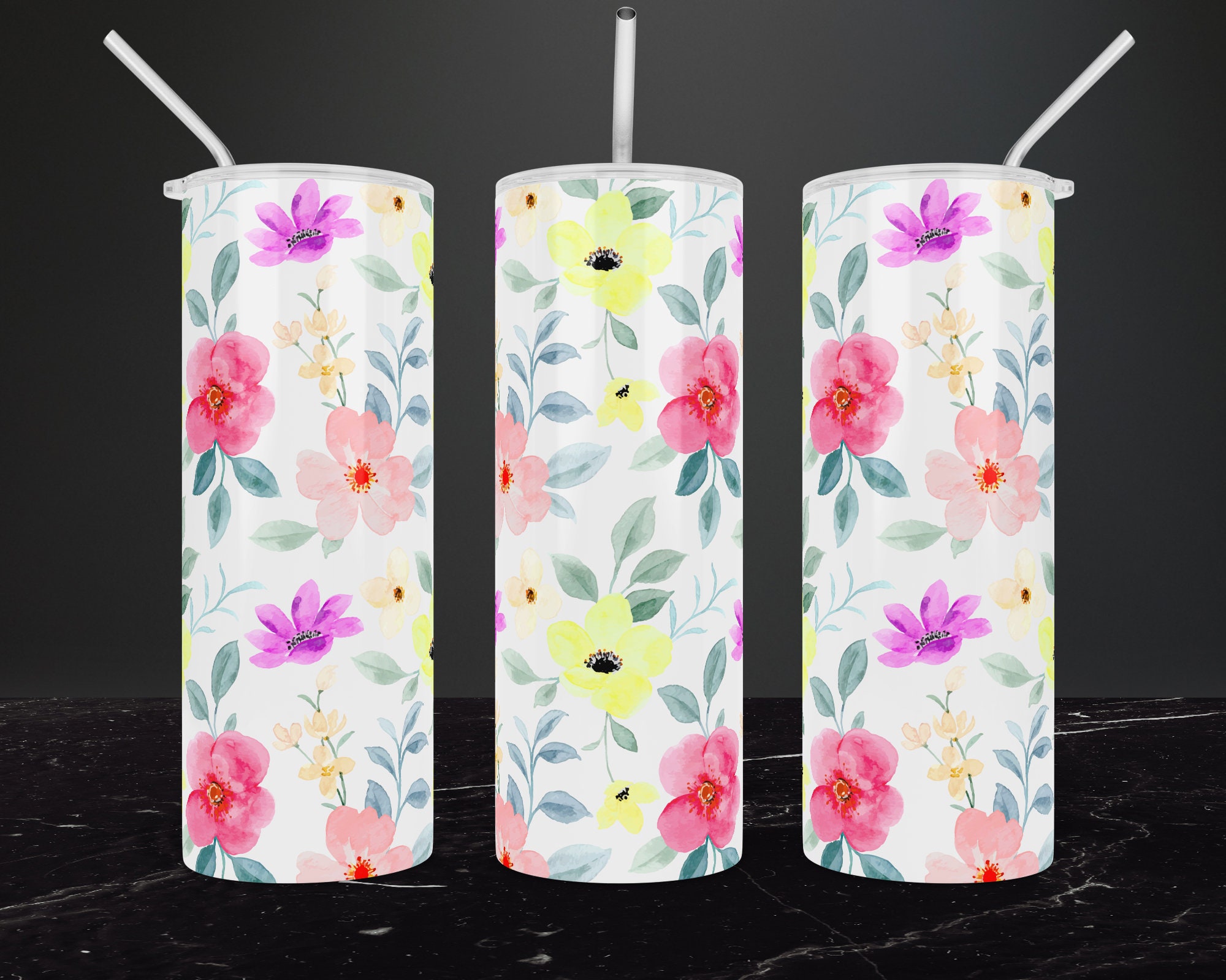 Floral Tumbler Wrap Seamless design Sublimation Designs For Etsy