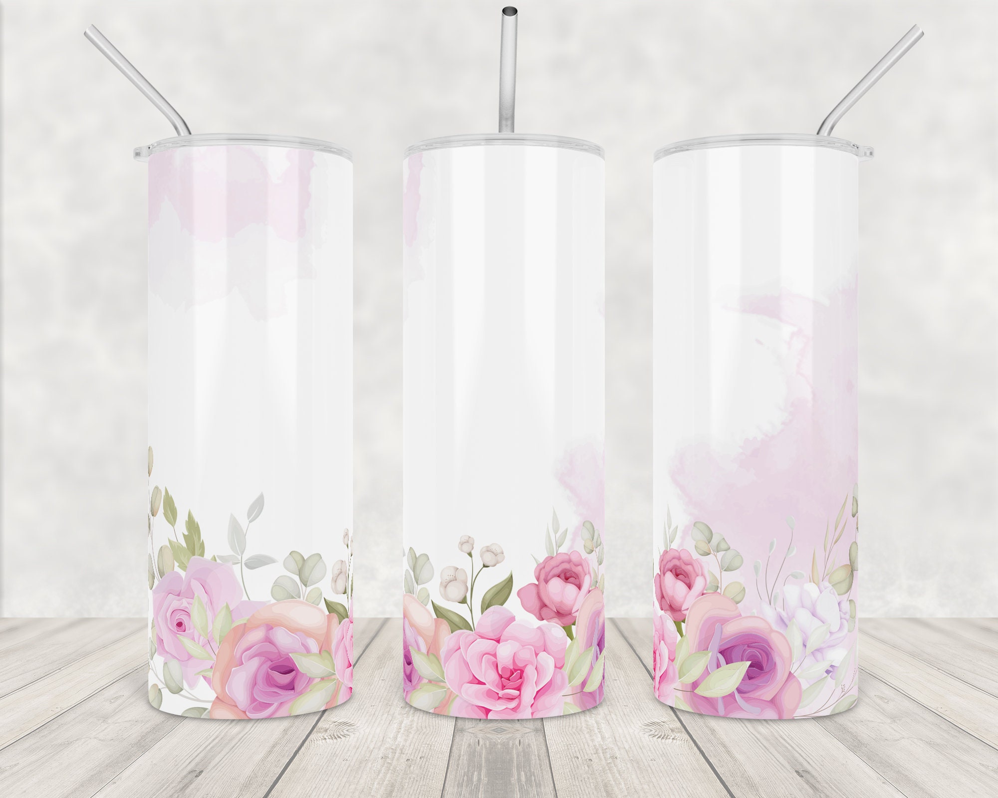 Pastel Watercolor Floral Tumbler Wrap Png Sublimation Designs | Etsy