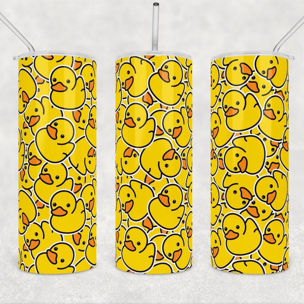 20oz skinny tumbler Duck tumbler wrap png Sublimation Tumbler Design gift for kid girl boy yellow white Digital download Commercial use