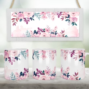 11oz and 15 Oz Watercolor Purple floral Mug Png wrap Sublimation Designs Butterfly  Flower violet Floral coffee Mug File Digital Download
