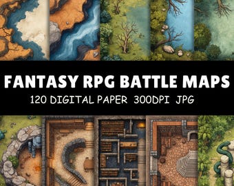 120+ Fantasy RPG Battle Maps Bundle | Tabletop Grid Maps for Dungeon, Wilderness & Adventure Encounters | Commercial Use