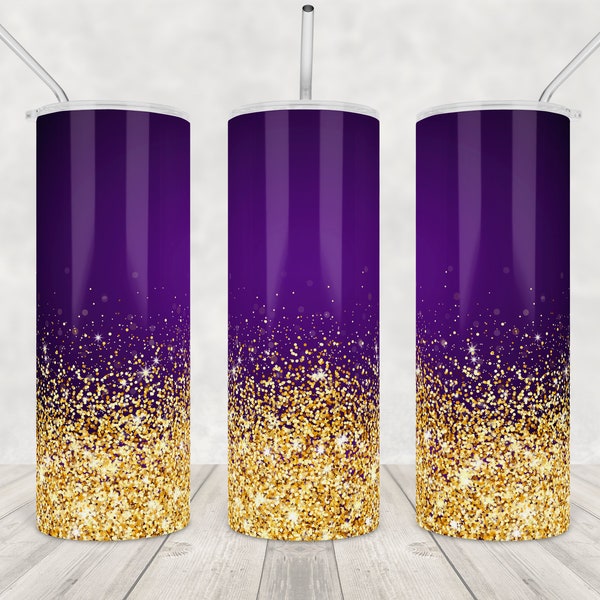 Purple to gold Glitter tumbler design png 20oz Ombre hot violet shine Skinny Tumbler Sublimation pattern skinny tumbler wrap pastel PNG