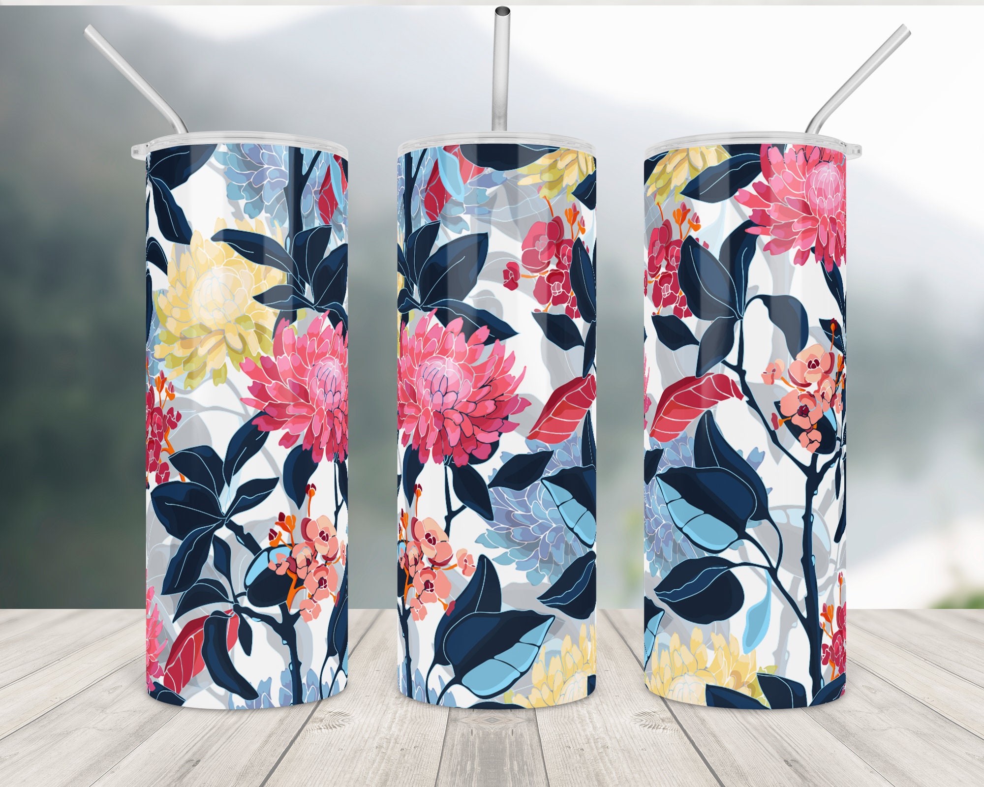 Floral Tumbler Wrap Sublimation Designs for Tumbler Downloads Etsy