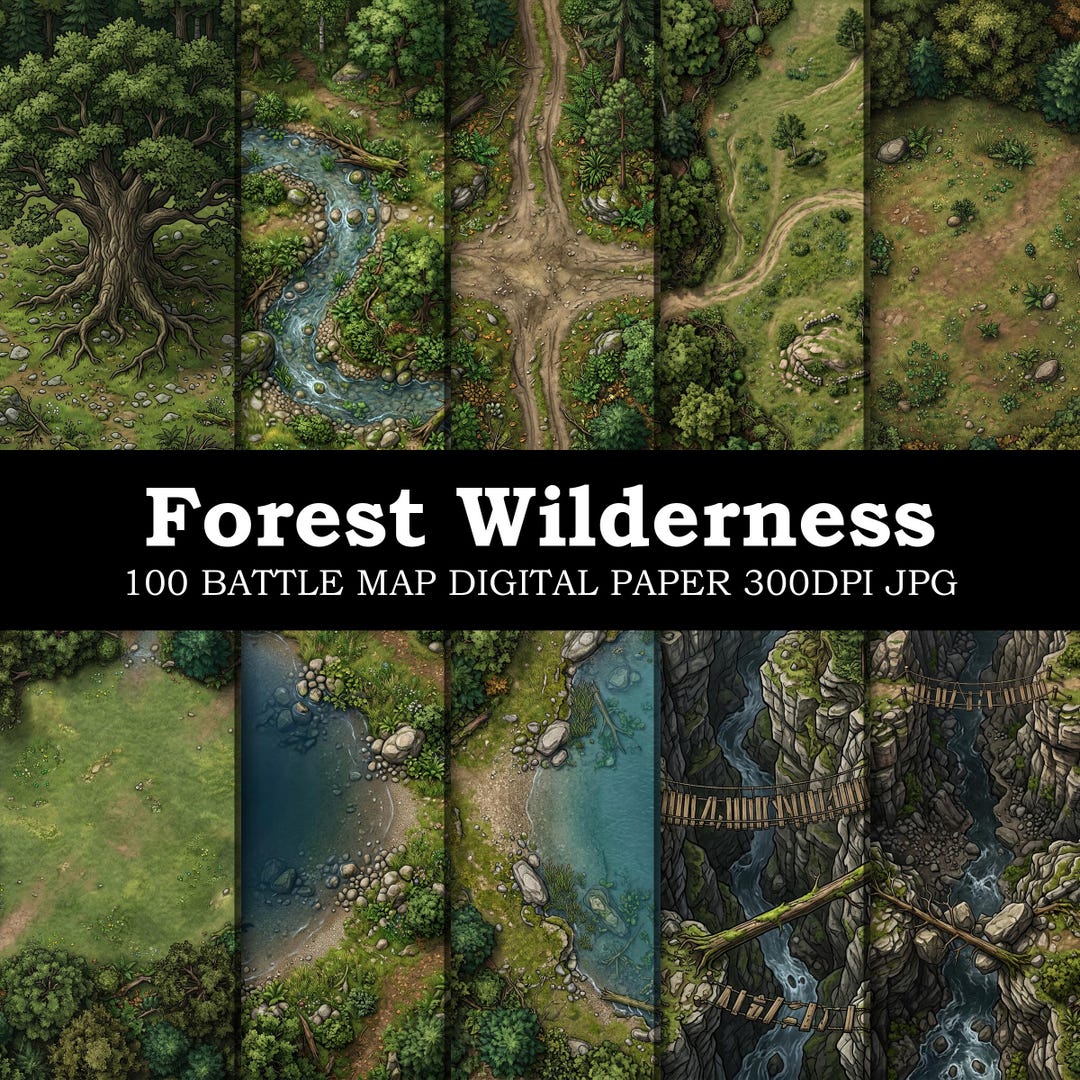 Forest Battle Map Bundle 100+ Maps 3600x3600 JPG | Fantasy Wilderness ...