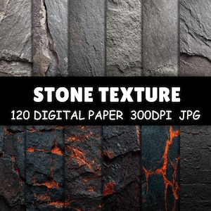 120 Stone Texture Digital Papers | Rock, Brick, and Slate Wall Backgrounds JPG | Grunge Rustic Surface Pack | Commercial Use