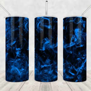 Vaso de humo azul png Vaso delgado de 20 oz Diseño de sublimación Fondo Vasos de diseño cónico recto ahumado Descarga digital